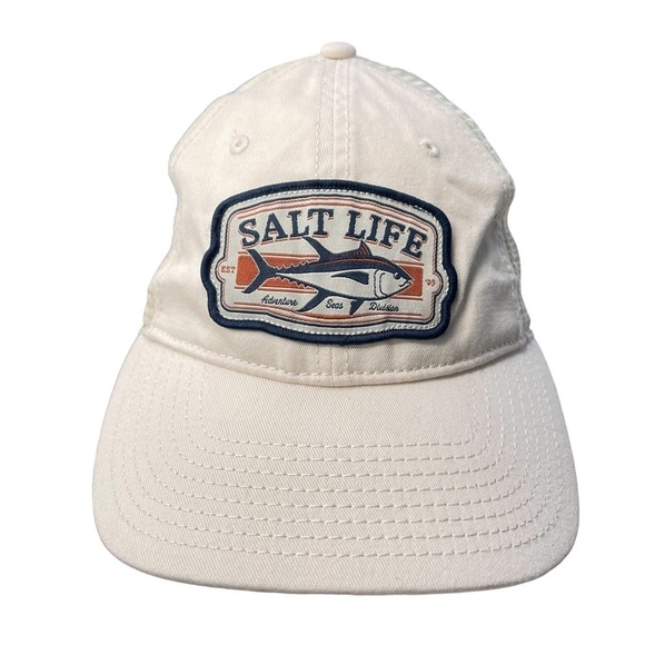 Salt Life Snapback Hat Cream Marlin Fish Patch - Picture 1 of 7